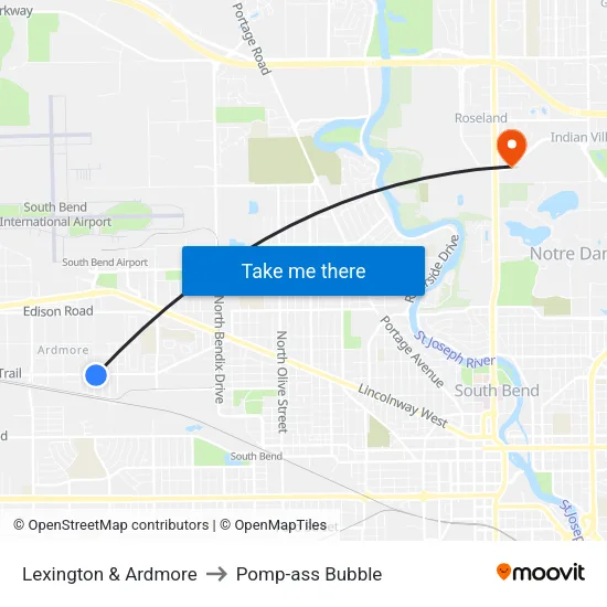 Lexington & Ardmore to Pomp-ass Bubble map