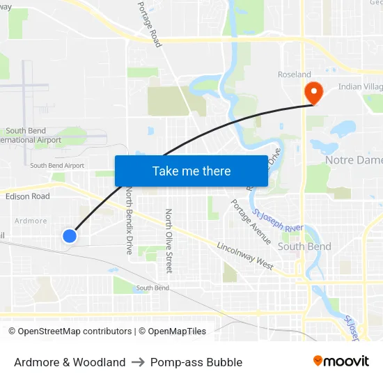 Ardmore & Woodland to Pomp-ass Bubble map