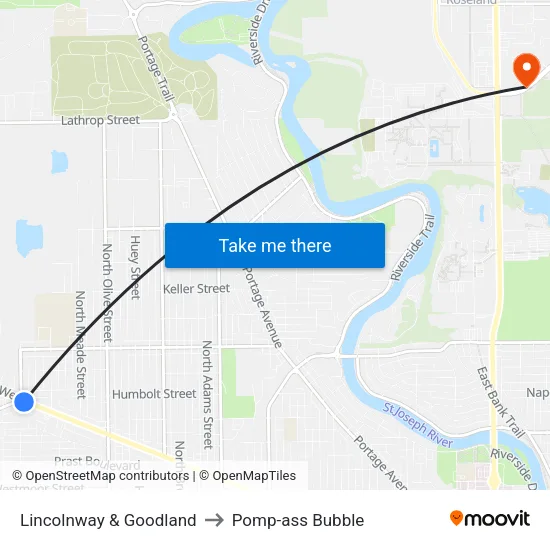 Lincolnway & Goodland to Pomp-ass Bubble map