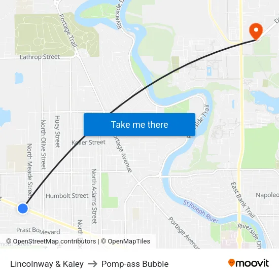 Lincolnway & Kaley to Pomp-ass Bubble map