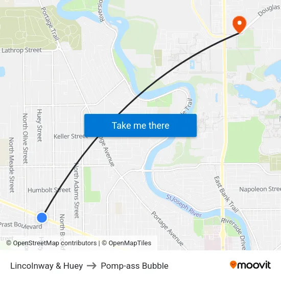 Lincolnway & Huey to Pomp-ass Bubble map