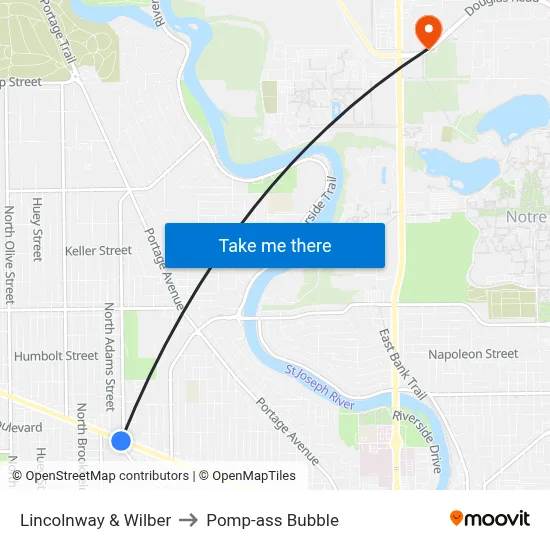 Lincolnway & Wilber to Pomp-ass Bubble map