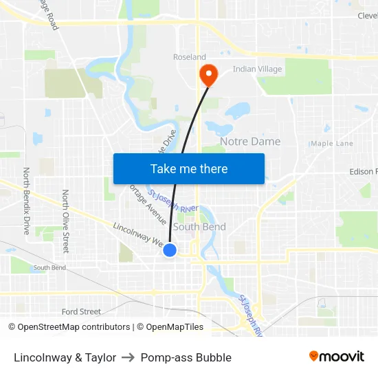 Lincolnway & Taylor to Pomp-ass Bubble map