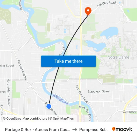 Portage & Rex - Across From Cushing to Pomp-ass Bubble map