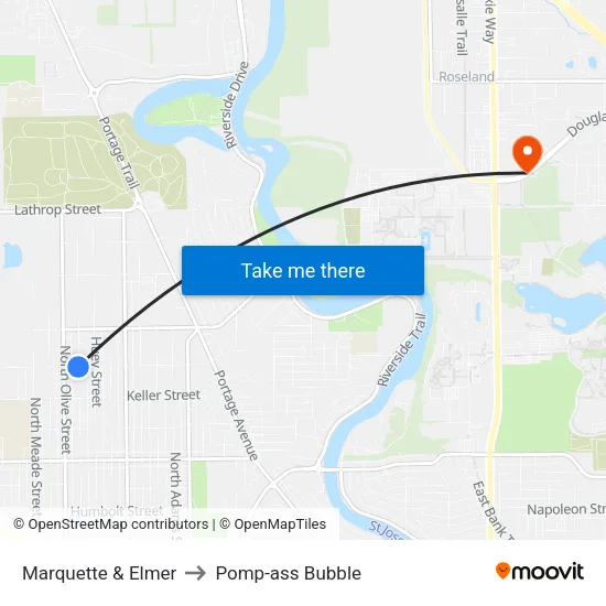 Marquette & Elmer to Pomp-ass Bubble map