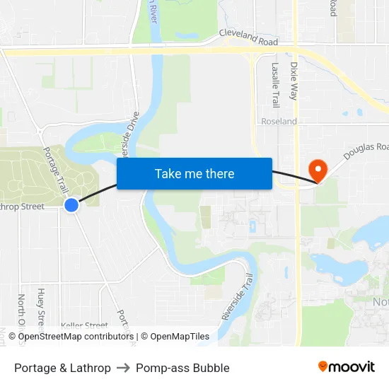 Portage & Lathrop to Pomp-ass Bubble map
