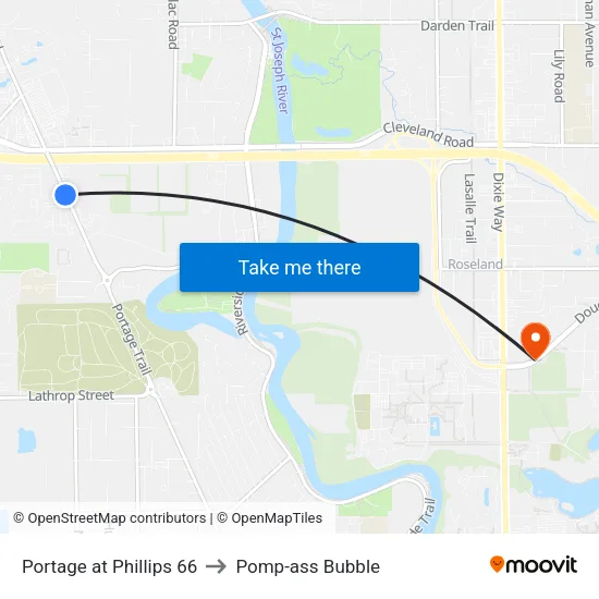 Portage at Phillips 66 to Pomp-ass Bubble map