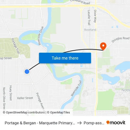 Portage & Bergan - Marquette Primary Montessori Academy to Pomp-ass Bubble map