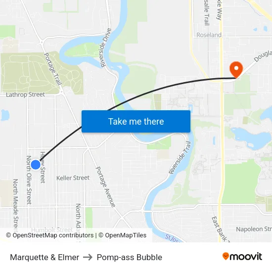 Marquette & Elmer to Pomp-ass Bubble map
