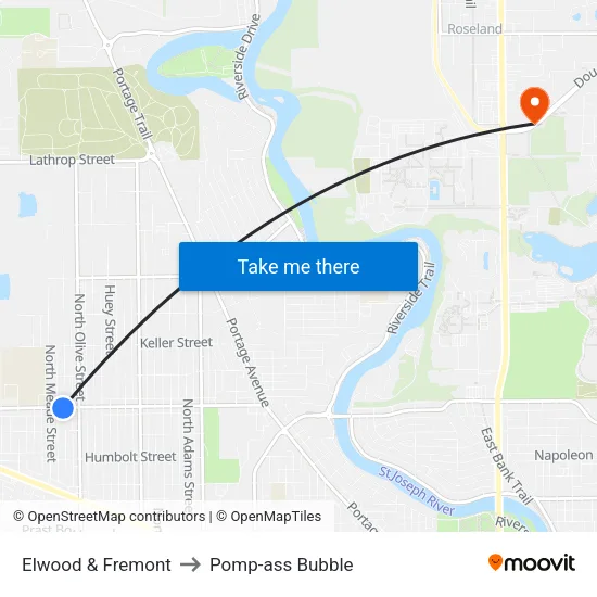 Elwood & Fremont to Pomp-ass Bubble map
