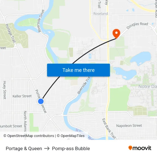 Portage & Queen to Pomp-ass Bubble map