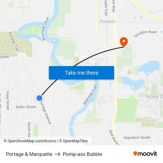 Portage & Marquette to Pomp-ass Bubble map