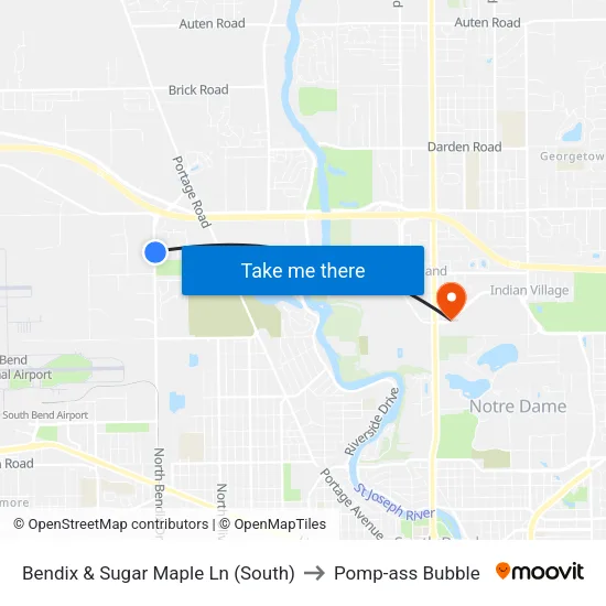 Bendix & Sugar Maple Ln (South) to Pomp-ass Bubble map