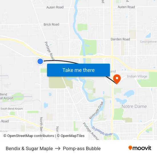 Bendix & Sugar Maple to Pomp-ass Bubble map
