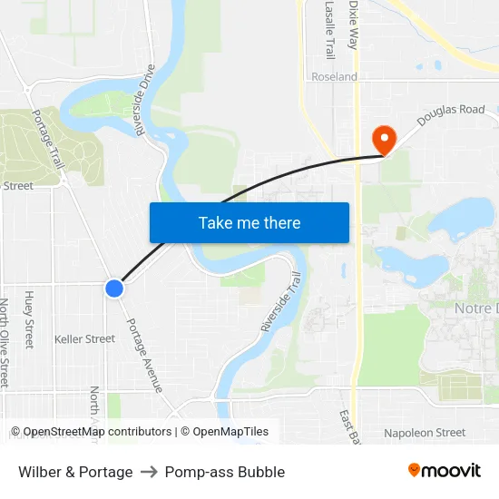 Wilber & Portage to Pomp-ass Bubble map