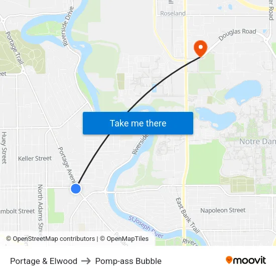 Portage & Elwood to Pomp-ass Bubble map