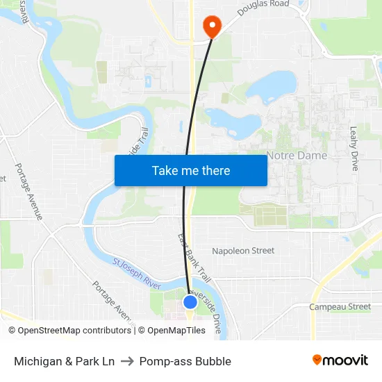 Michigan & Park Ln to Pomp-ass Bubble map