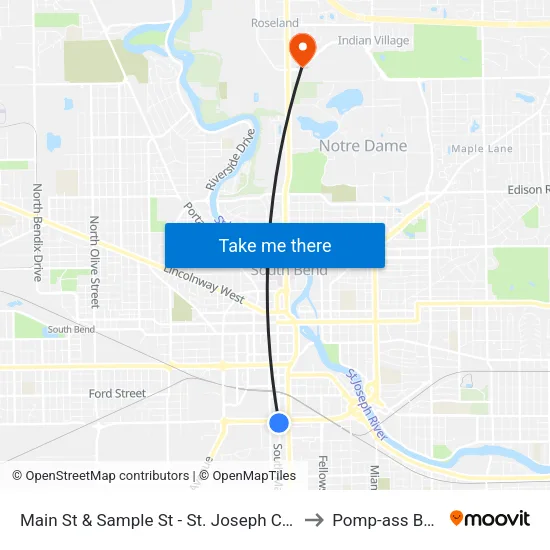 Main St & Sample St - St. Joseph County Jail to Pomp-ass Bubble map