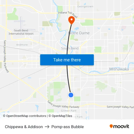 Chippewa & Addison to Pomp-ass Bubble map