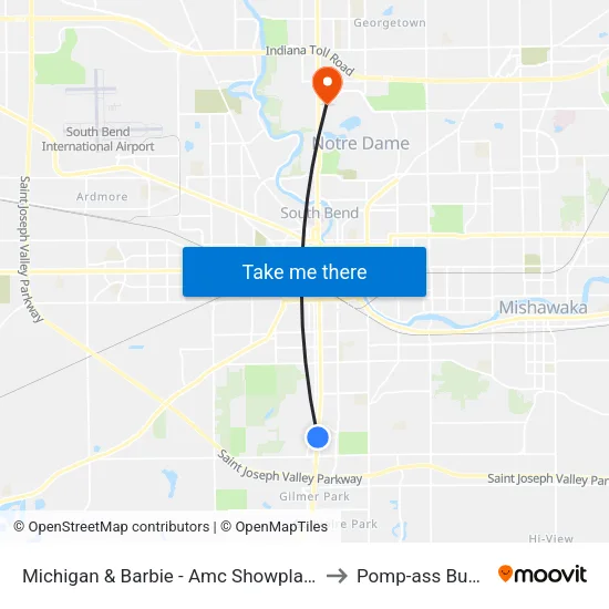 Michigan & Barbie - Amc Showplace 16 to Pomp-ass Bubble map