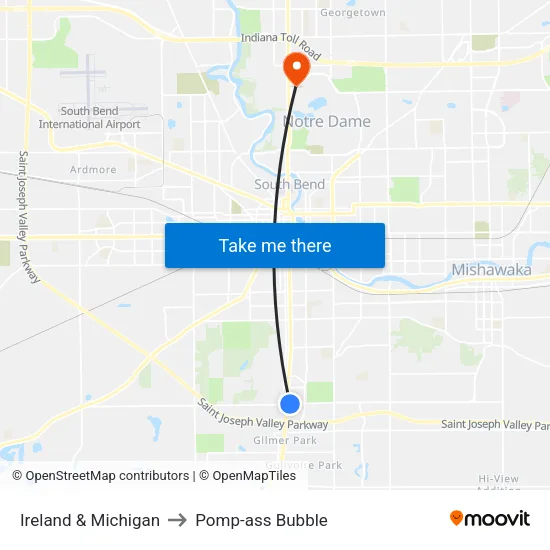 Ireland & Michigan to Pomp-ass Bubble map