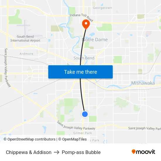Chippewa & Addison to Pomp-ass Bubble map