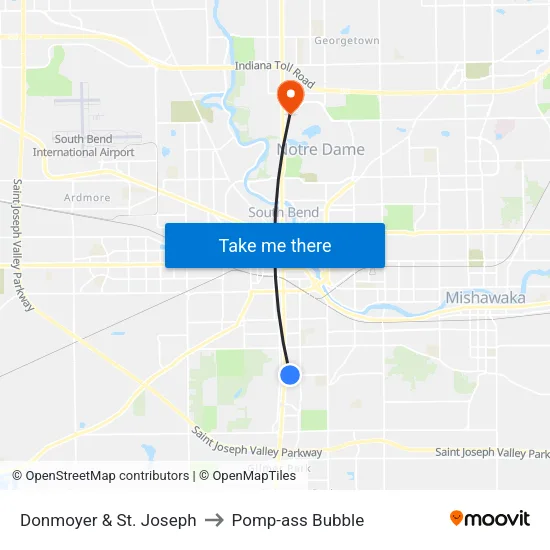 Donmoyer & St. Joseph to Pomp-ass Bubble map