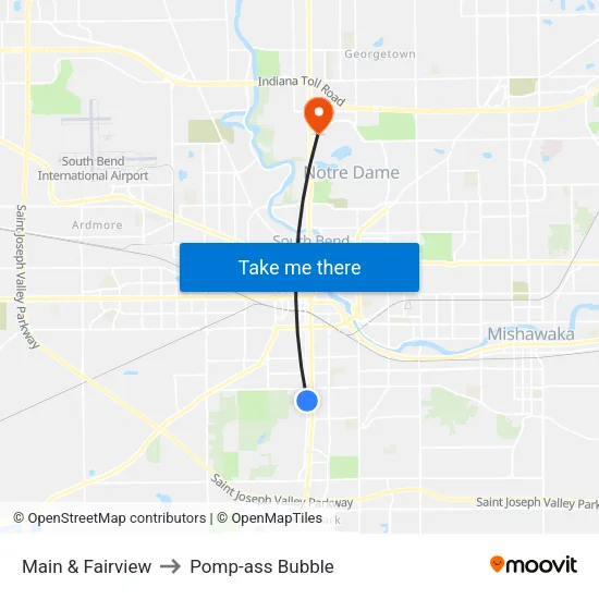 Main & Fairview to Pomp-ass Bubble map