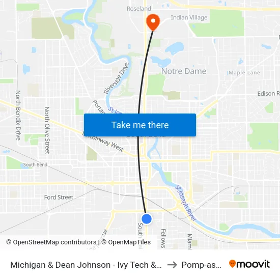 Michigan & Dean Johnson - Ivy Tech & Juvenile Justice Center to Pomp-ass Bubble map