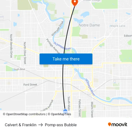 Calvert & Franklin to Pomp-ass Bubble map