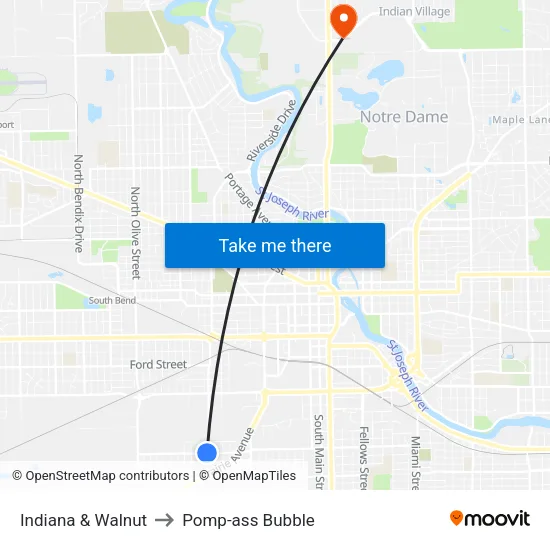 Indiana & Walnut to Pomp-ass Bubble map