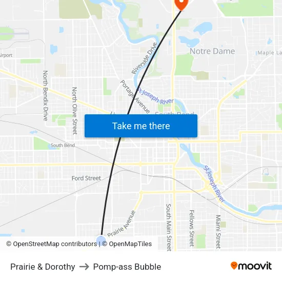 Prairie & Dorothy to Pomp-ass Bubble map