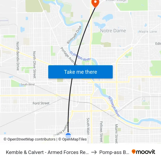 Kemble & Calvert - Armed Forces Reserve Center to Pomp-ass Bubble map
