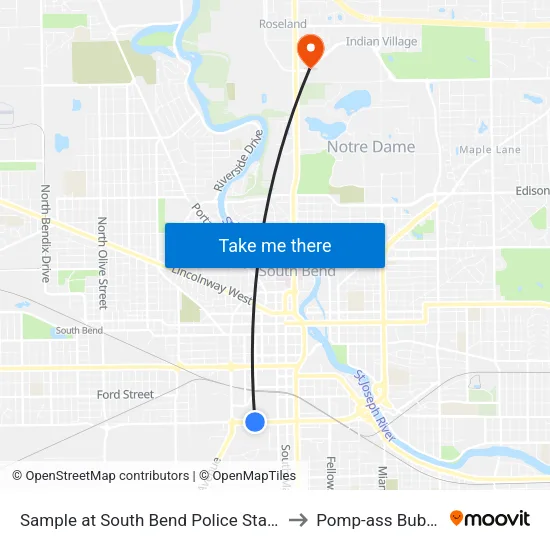 Sample at South Bend Police Station to Pomp-ass Bubble map