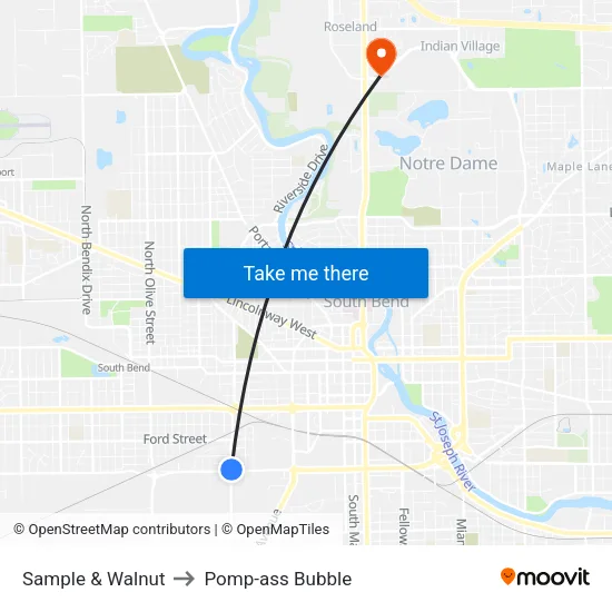 Sample & Walnut to Pomp-ass Bubble map