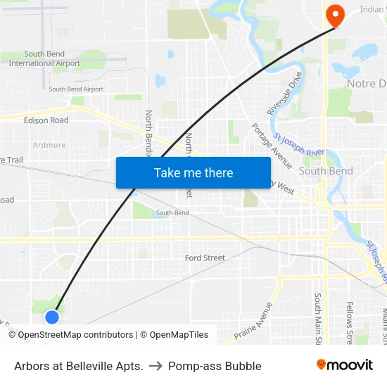 Arbors at Belleville Apts. to Pomp-ass Bubble map