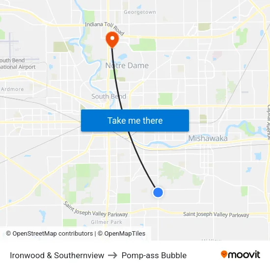 Ironwood & Southernview to Pomp-ass Bubble map