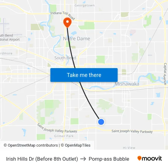 Irish Hills Dr (Before 8th Outlet) to Pomp-ass Bubble map