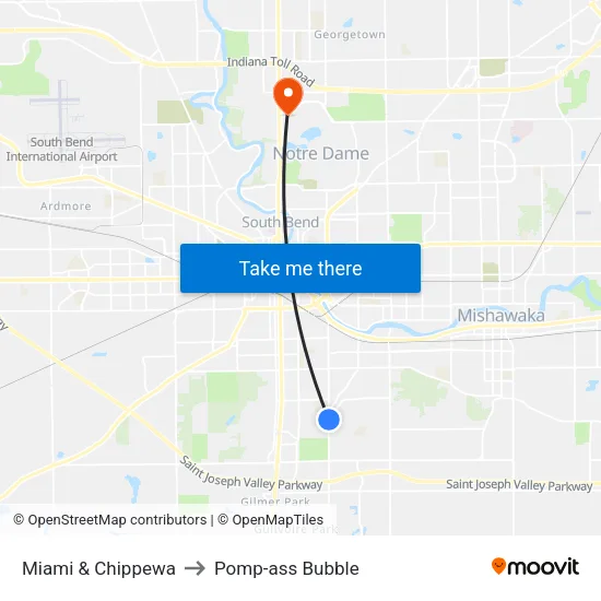 Miami & Chippewa to Pomp-ass Bubble map