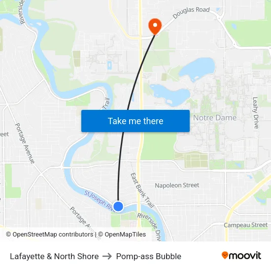 Lafayette & North Shore to Pomp-ass Bubble map