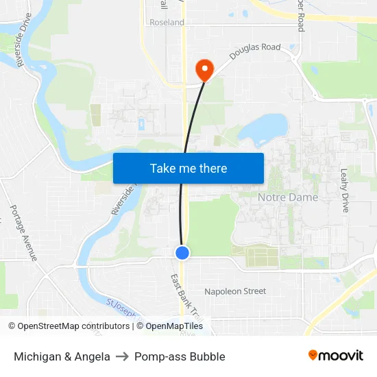 Michigan & Angela to Pomp-ass Bubble map