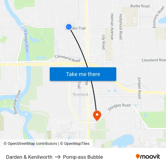 Darden & Kenilworth to Pomp-ass Bubble map