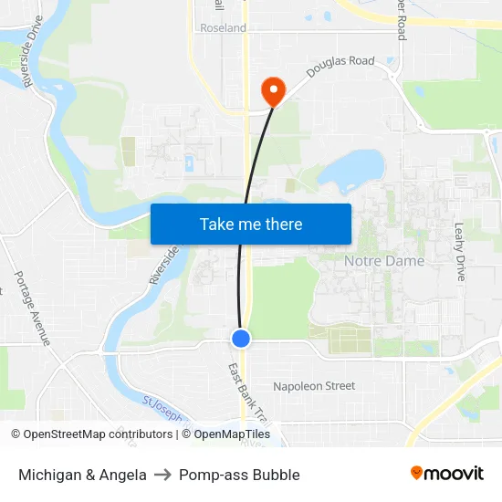 Michigan & Angela to Pomp-ass Bubble map