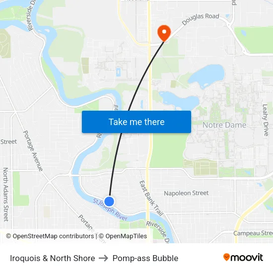 Iroquois & North Shore to Pomp-ass Bubble map