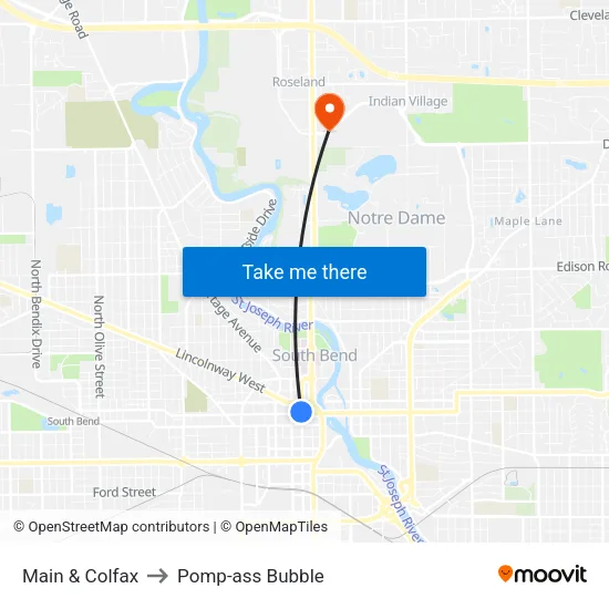 Main & Colfax to Pomp-ass Bubble map