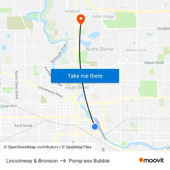Lincolnway & Bronson to Pomp-ass Bubble map