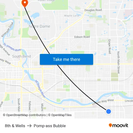 8th & Wells to Pomp-ass Bubble map