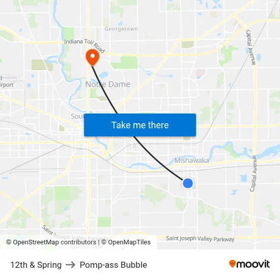 12th & Spring to Pomp-ass Bubble map