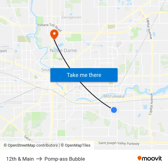12th & Main to Pomp-ass Bubble map