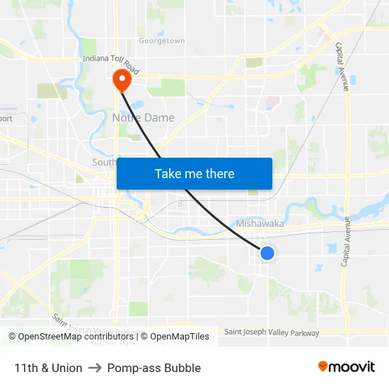 11th & Union to Pomp-ass Bubble map